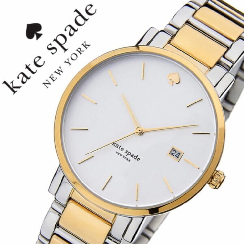 Kate Spade New York Gramercy white dial two-tone watch, model 1YRU0108 EUC